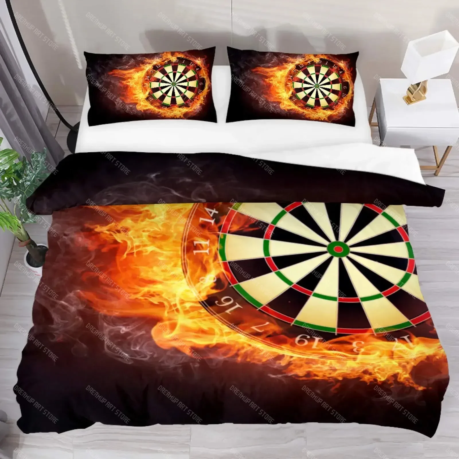 2026 Dart Board Duvet Cover Set Dartboard Bedding Sets Skin-friendly Lightning And Flame Comforter Covers Set Queen Quilt Cover