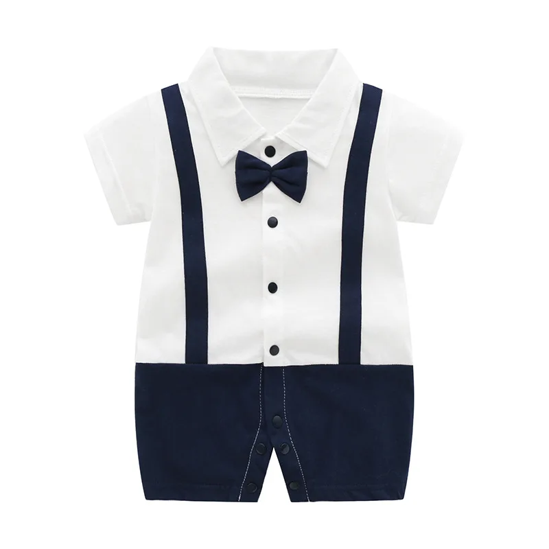 

Summer New Boys Gentleman Backband Sweetheart Single Breasted Colored Flip Collar Fashion Birthday Party Gentleman Jumpsuit