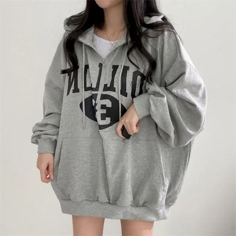 

Плюс бархатные толстые толстовки на молнии для женщин, новинка 2025, осень-зима, модные повседневные теплые пуловеры с капюшоном большого размера, свободная женская куртка