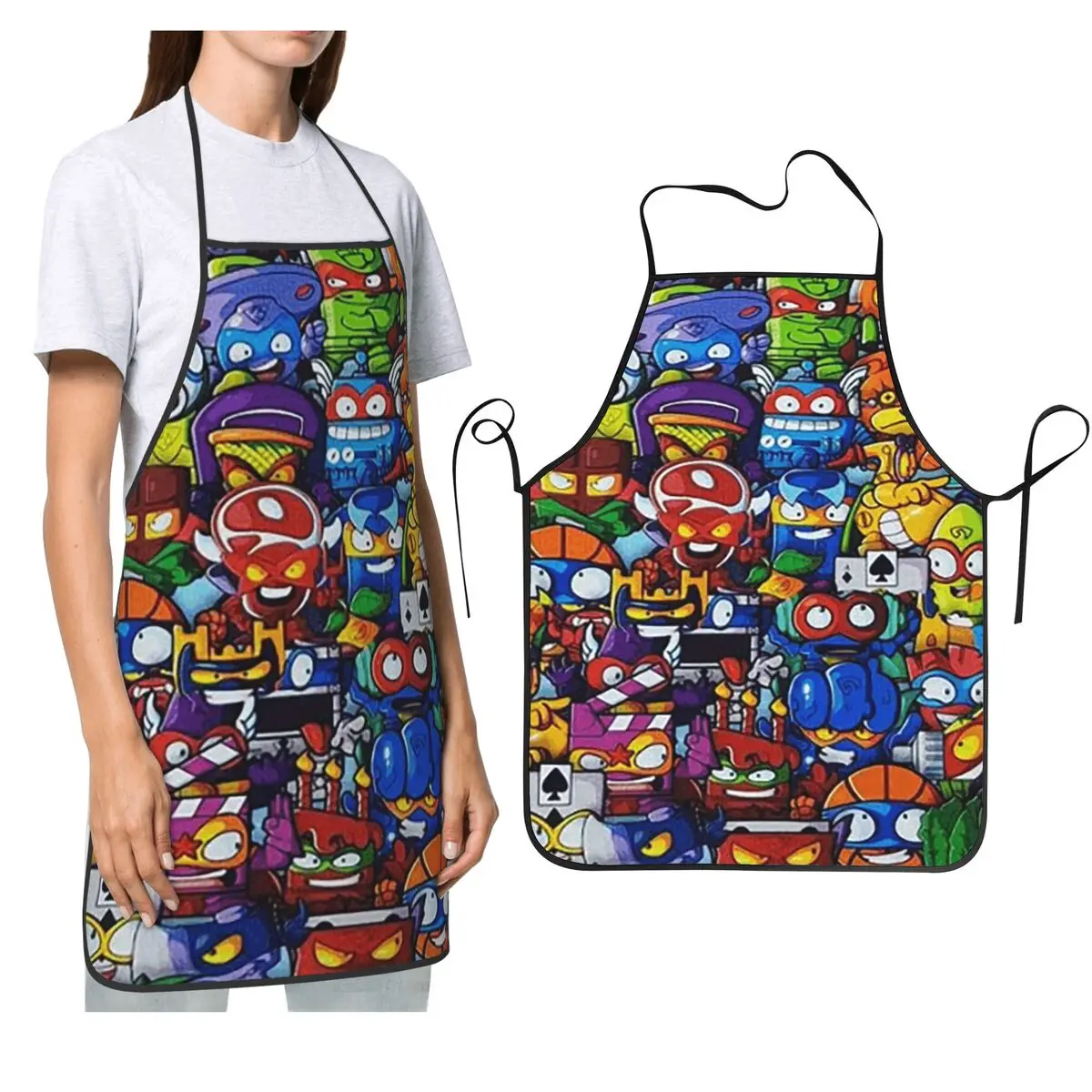 

Новые фартуки Super Zings с героями мультфильмов Superzings, фартуки для шеф-повара, приготовления пищи, выпечки, нагрудник без рукавов, кухонный сарафан для уборки, для женщин и мужчин