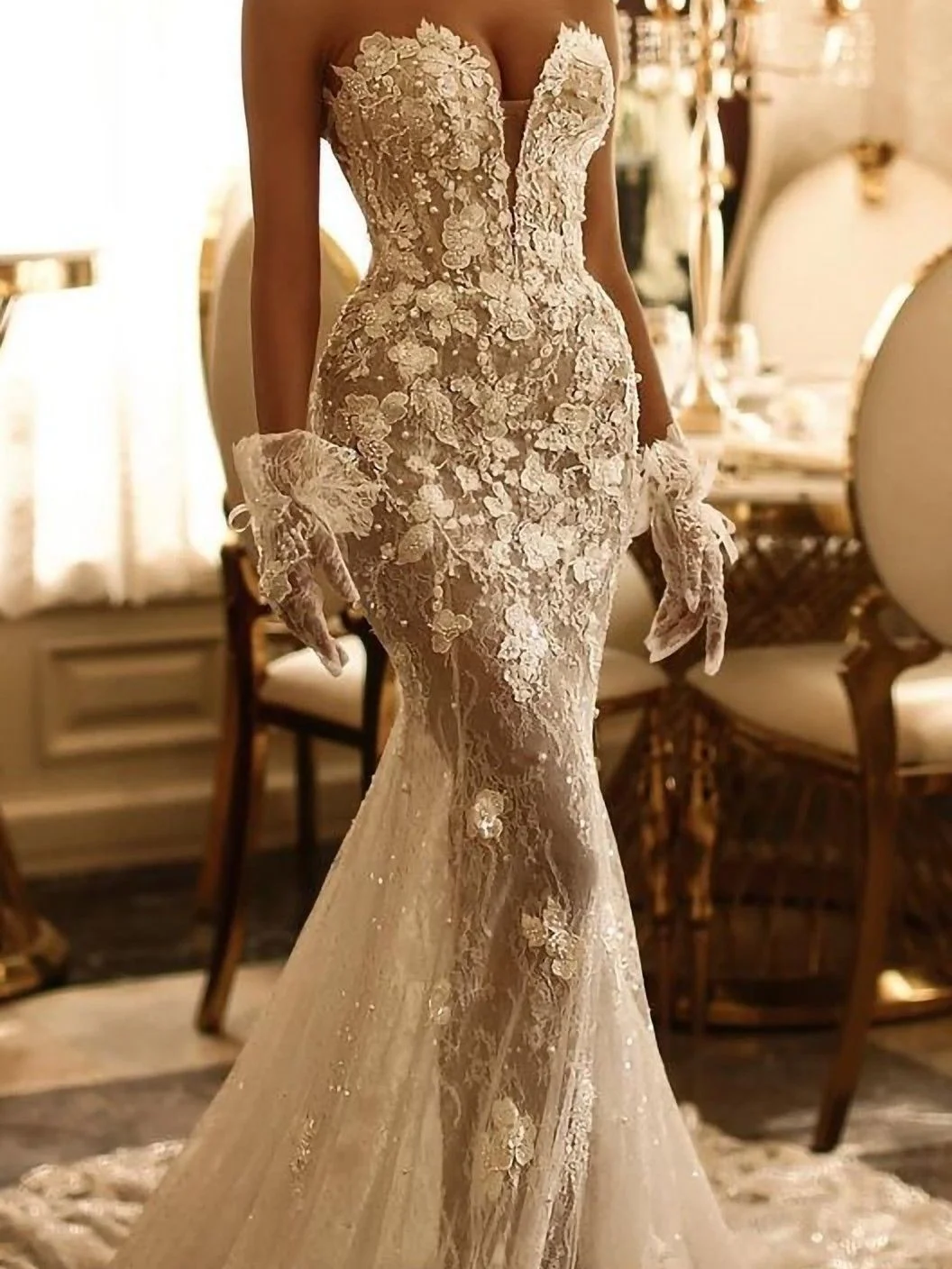 

Роскошные аппликации Милая кружевная русалка без рукавов Свадебные платья невесты Свадебные платья по индивидуальному заказу