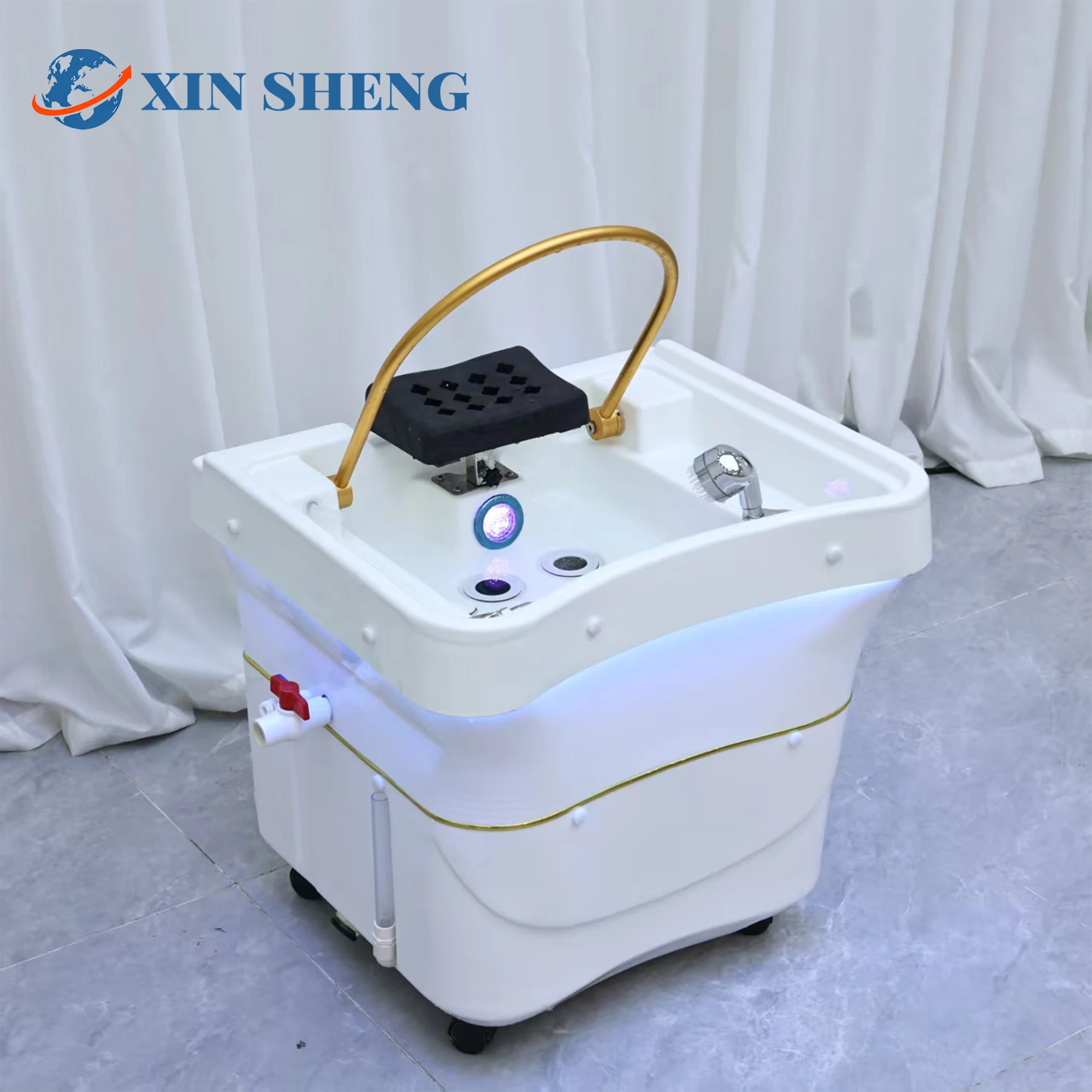 حوض شامبو سبا برأس محمول متحرك، حوض العلاج المائي برأس دوران المياه، آلة التبخير، أثاث سبا بالجملة #3