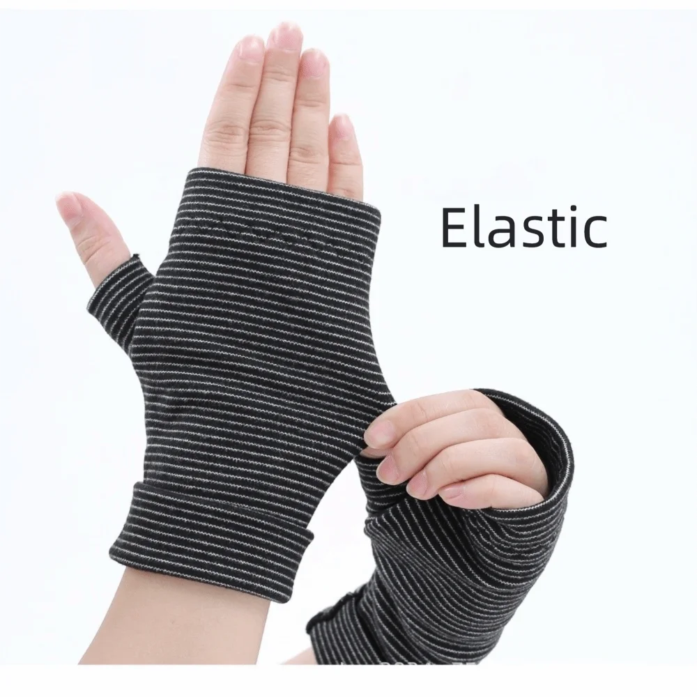 A Pair High Elastic Fingerless Gloves Dralon Thermal Insulation Thickened Half-Finger Gloves Double-layer Comfortable