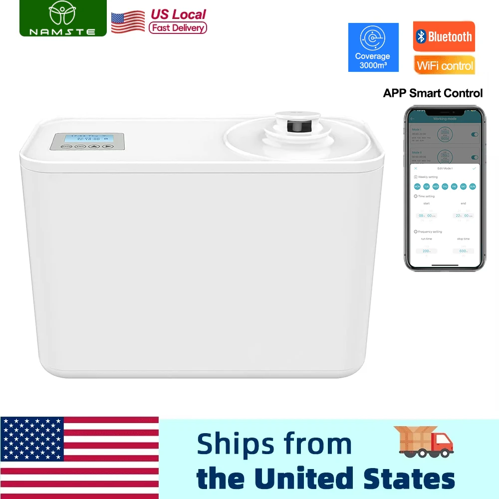 

Умный аромадиффузор NAMSTE 3000M³ с Wi-Fi и Bluetooth-управлением, функцией HVAC, электрический ароматический оазис для дома и отелей, емкость 800 мл