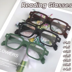 Frosted Three Color Rivet Frame Reading Glasses Fashion Versatile Presbyopia Glasses Anti Blue Light Square Far Sight Glasses