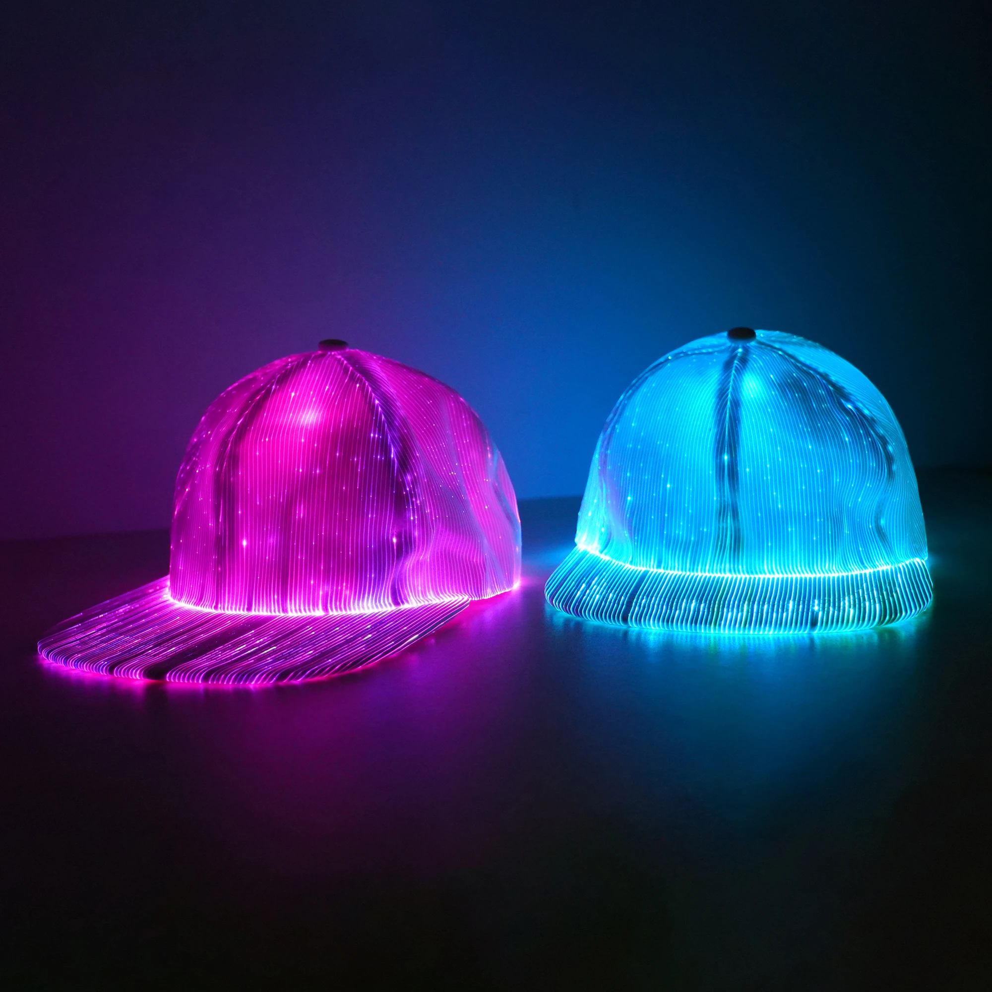 LED Fiber Optic Caps Luminous Hat for Music Festival Halloween Hip Hop Christmas Party USB Rechargeable Baseball Cap
