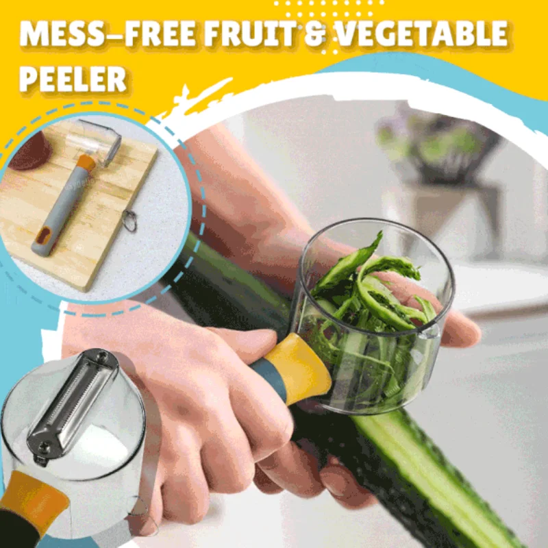 

No mess fruit and vegetable peeler Multi-functional storage peeler apple potato, cucumber, carrot peeler, kitchen accessory tool