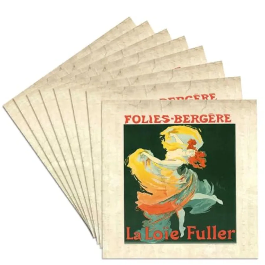 

CST_59746_4 Набор из 8 керамических подставок для чашек в винтажном французском стиле с рисунком рекламного плаката