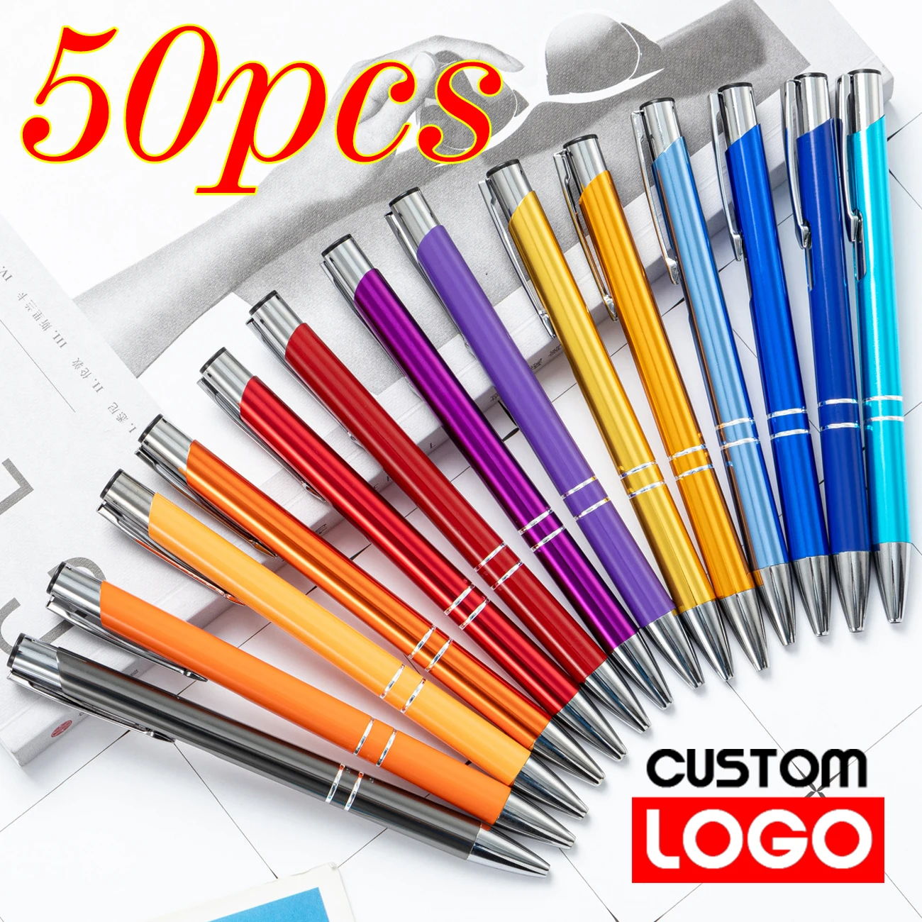 

50pcs/lot Hot Sell Custom Ballpoint Pen Metal Pen Support Custom Logo Advertising Wholesale Personalized Pen Advertising Gift