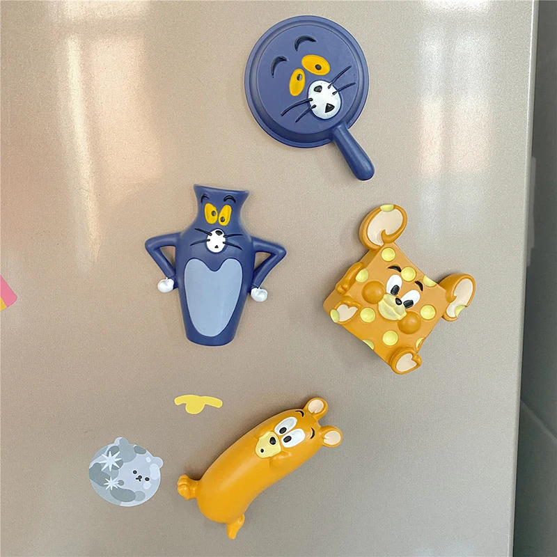 Funny Cute Tom Cat and Mouse Fridge Magnets Cheese Cartoon Style Magnetic Home Decoration for Kitchen Office Magnetic Stickers