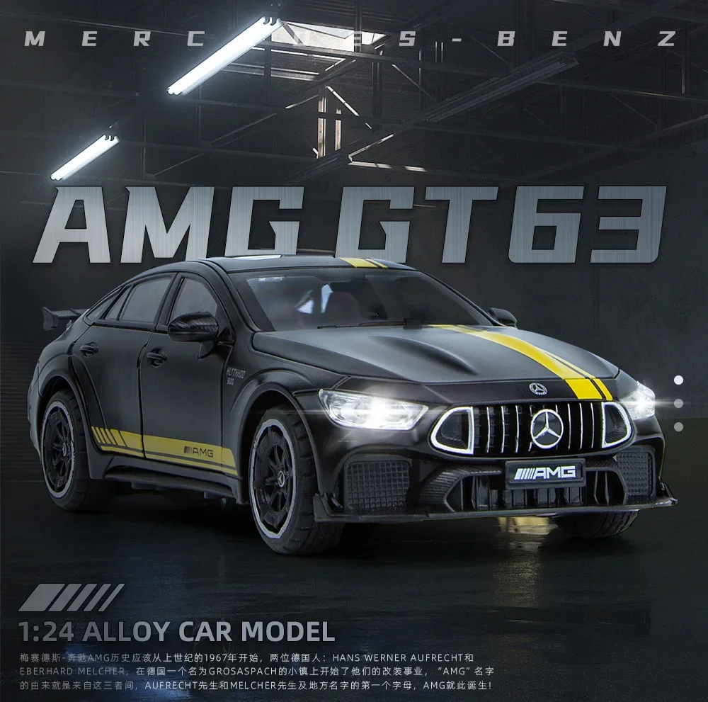 1:24 Mercedes Benz AMG GT63 Sports car Simulation Diecast Metal Alloy Model car Sound Light Pull Back Collection Kids Toy Gift