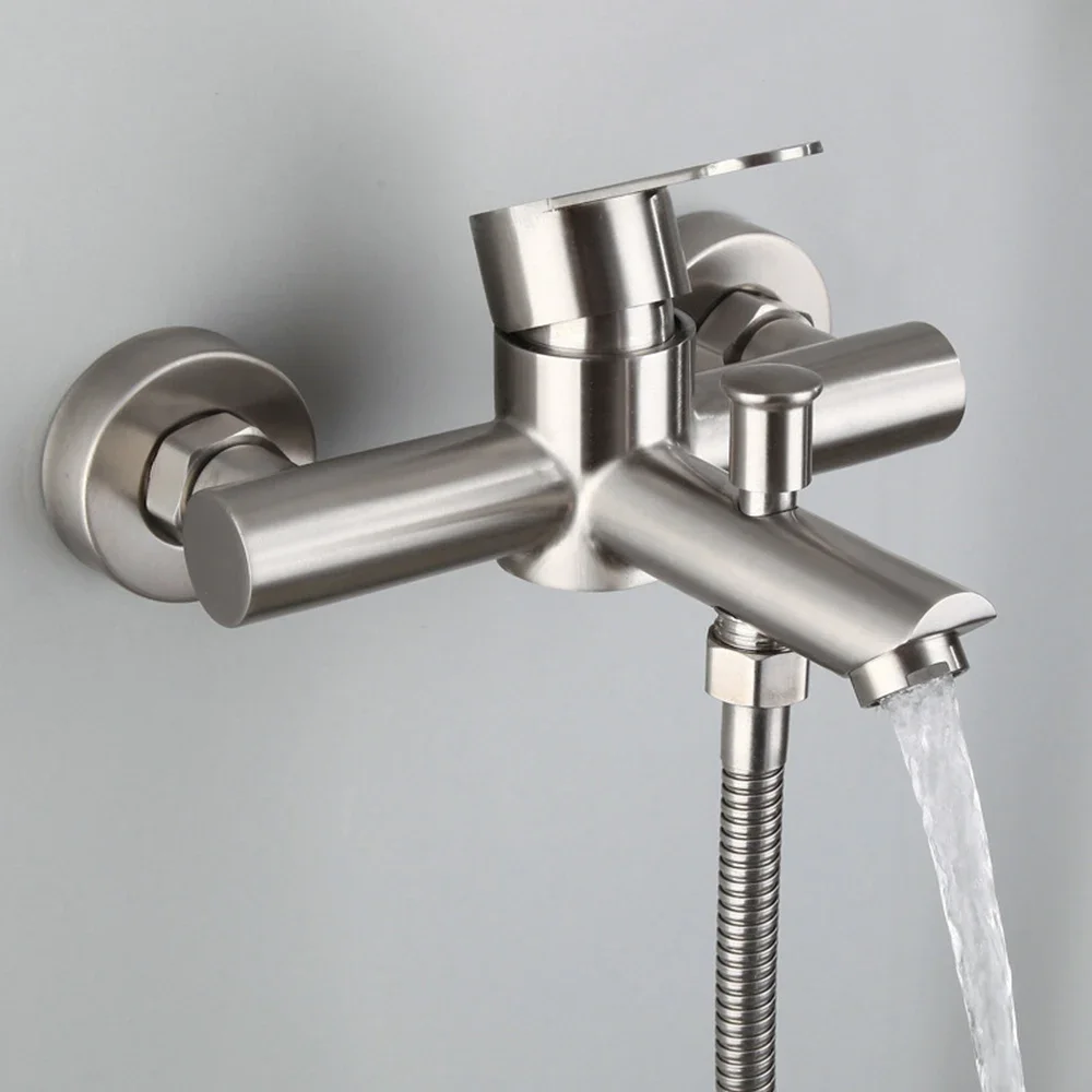 

Wall Mounted Shower Faucets 304 Stainless Steel Triple Shower Faucet Bathroom Bathtub Faucet Hot and Cold Mixer Tap G1/2