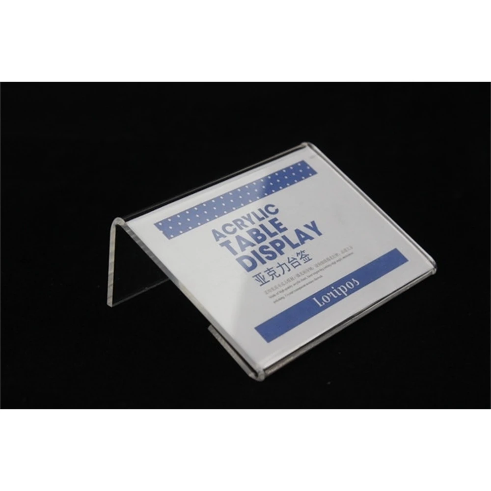 Transparent L Acrylic Sign Display Paper Promotion Card Table Label Holders L Stands Desk Label Holder