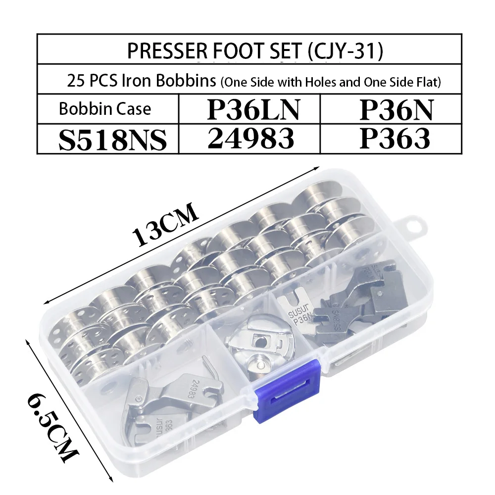 31 pz piedino piedi e bobine SET misura per JUKI DDL-555 5550 5600 8300 8500 8700 9000 macchina da cucire # CJY-31