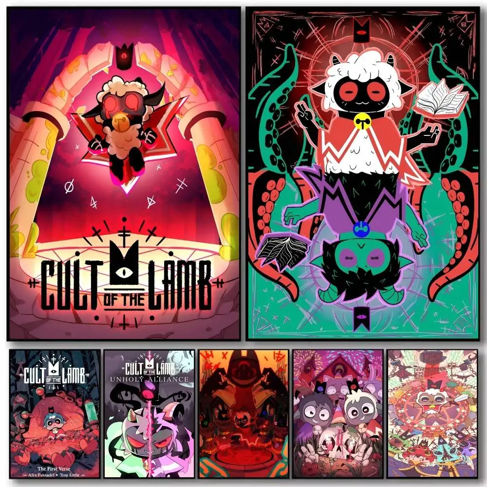 Cult of The Lamb Anime Adventure Video Game  Poster and Prints Wall Art Pictures for Modern Bedroom Game Room Home Decor
