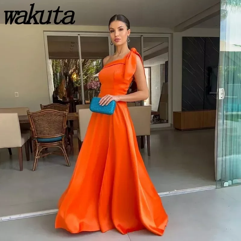 

Wakuta Vintage Women's Satin Evening Dresses 2024 One Shoulder A Line Special Occasion Gowns Pageant Prom Party Gala Vestidos