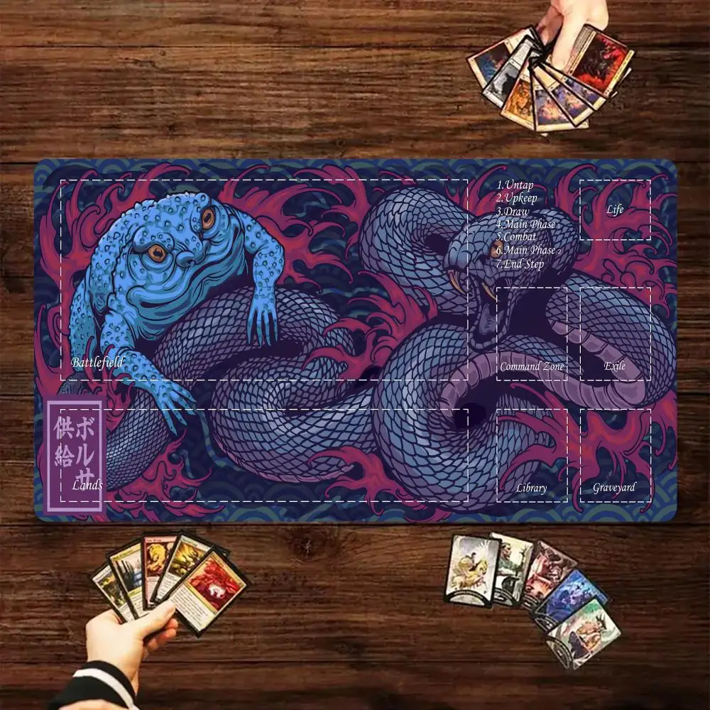 

Japanese-style illustration magic Playmat Card Gaming Mat with zone MTG TCG gathering game mat Desk Mat Commander Battle playmat