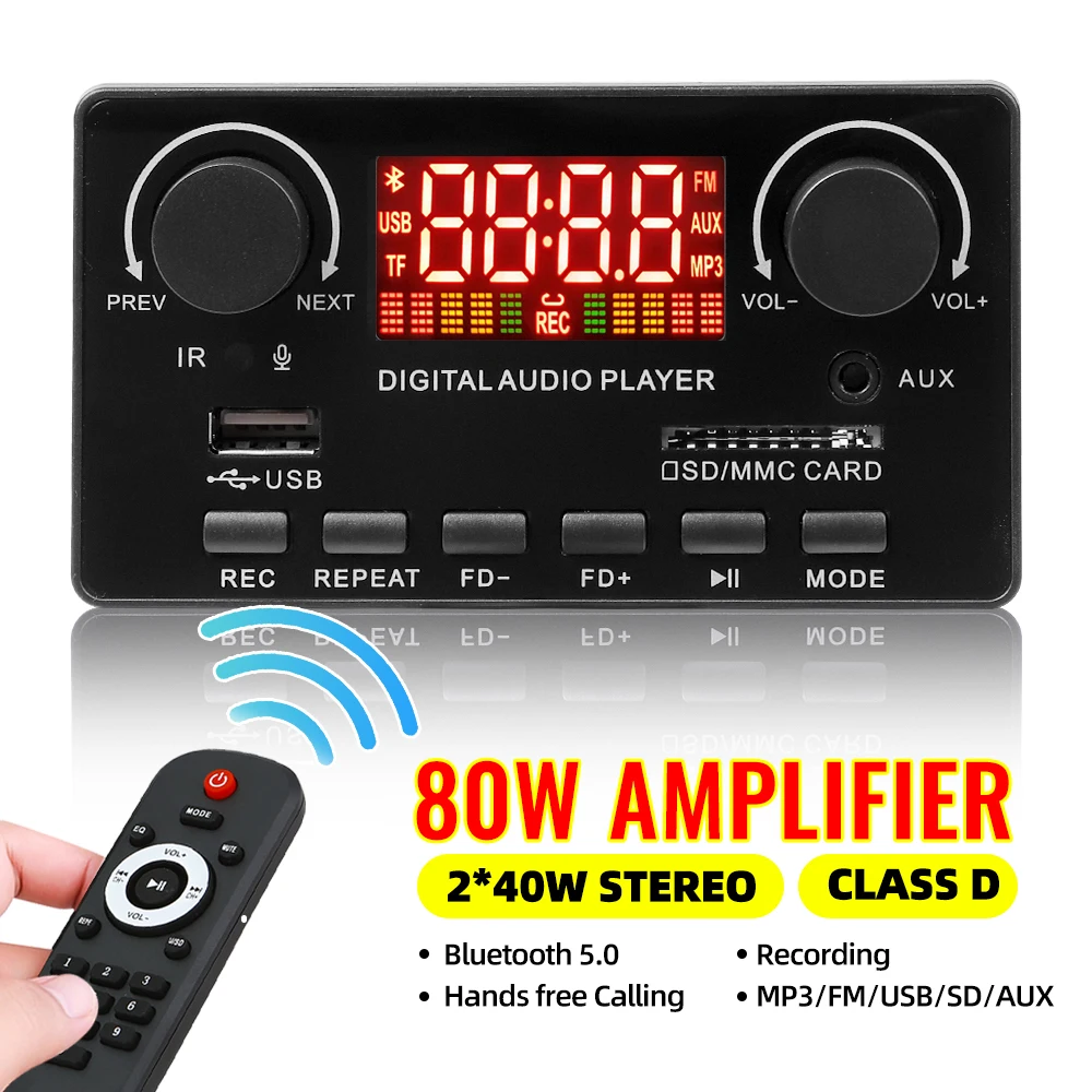 MP3 WMA Decoder Board Wireless Bluetooth 5.0 7V-25V Decoder Car MP3 Player USB Record Module FM AUX Radio for Speaker Handsfree