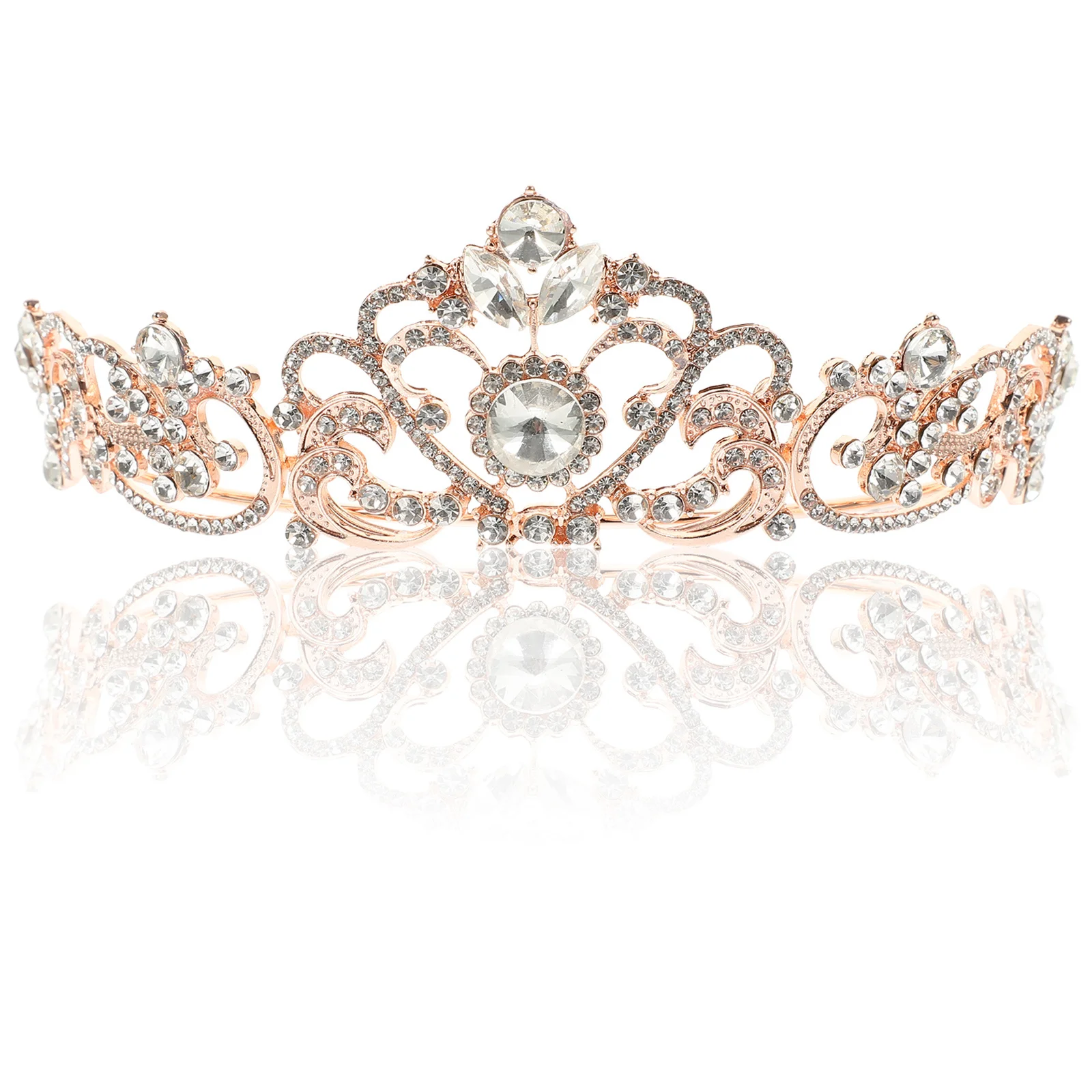 Bridal Rhinestone Tiara Elegant Wedding Crown Headpiece Sparkling Bride Headdress Girl Hair Accessories Tiara for Women