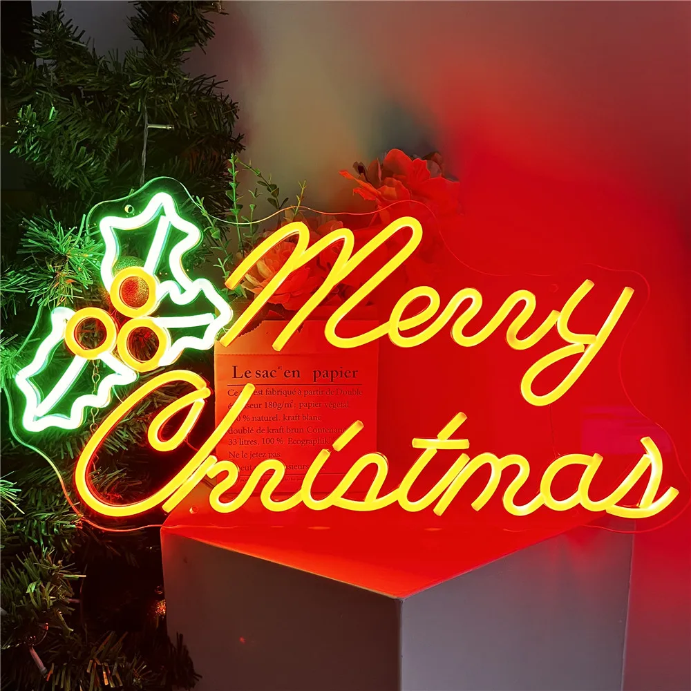 Feliz Natal LED Neon Sign, Luzes para Casa, Bar, Sala Decorações