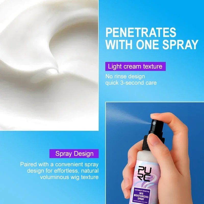 PURC رذاذ الشعر المستعار الذي يترك على الشعر، إصلاح تنعيم الكيراتين، بلسم تالف، العناية بالشعر 100 مل / 3.38 أونصة سائلة
