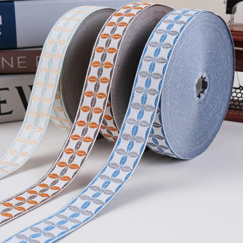 25M/Roll 3cm Wide Leaves Embroidery Jacquard Lace Ribbon Curtain Accessories Pillow Edge Decor Garment Sofa Lace Belt DIY Sewing