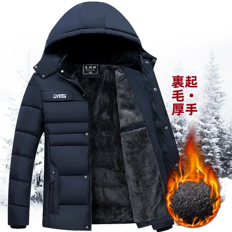 

Новая зимняя мужская утепленная куртка на флисовой подкладке из хлопка, теплая верхняя одежда для мужчин среднего и старшего возраста