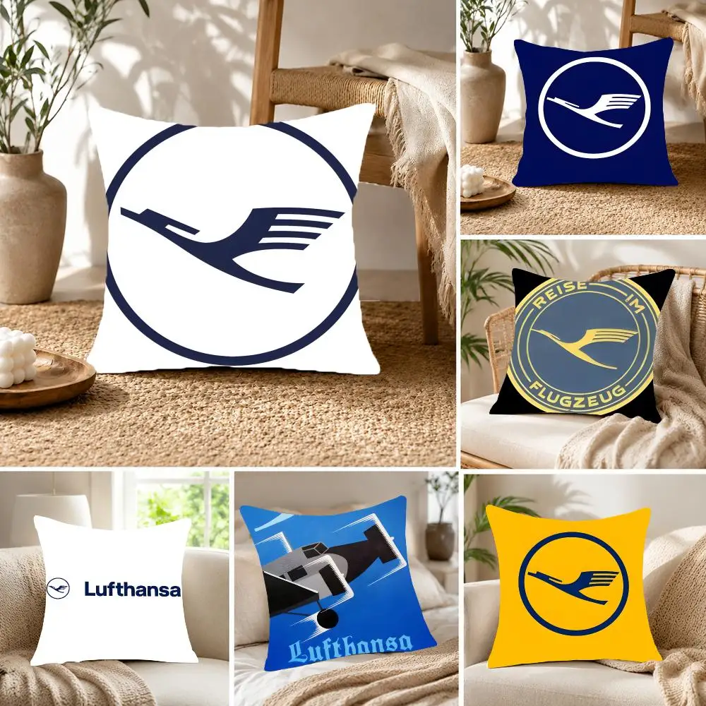 Airline company Lufthansa AG Cushion Cover Fluffy velvet Nordic style plush Living room sofa decorative
