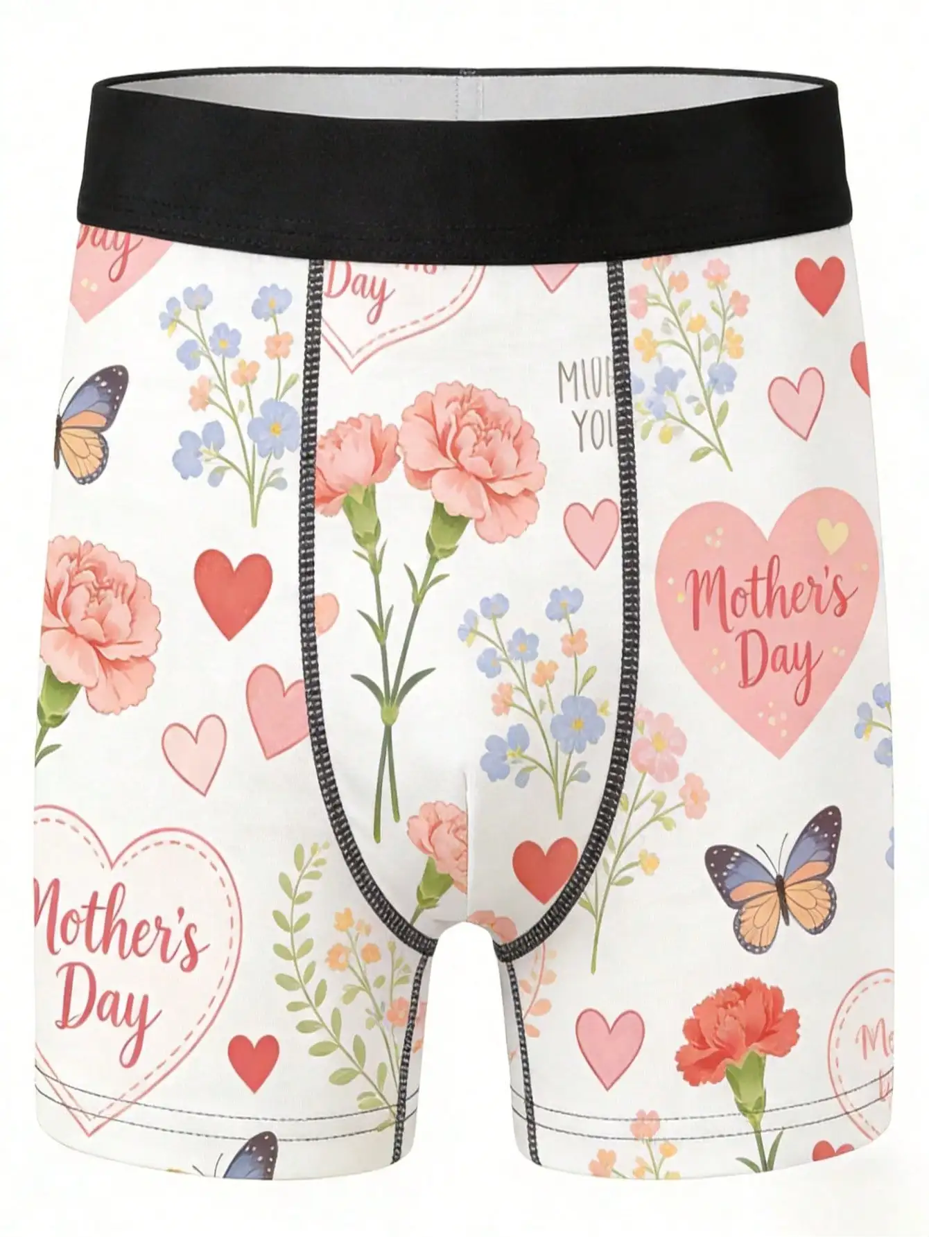 

Мужские трусы-боксеры ко Дню матери с цветочным принтом гвоздик, из мягкого полиэстера, удобного кроя
