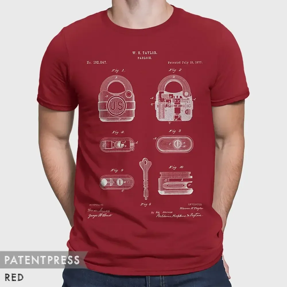 Padlock Patent T Shirt Vintage For Locksmith Lock Picking Lockpick P558