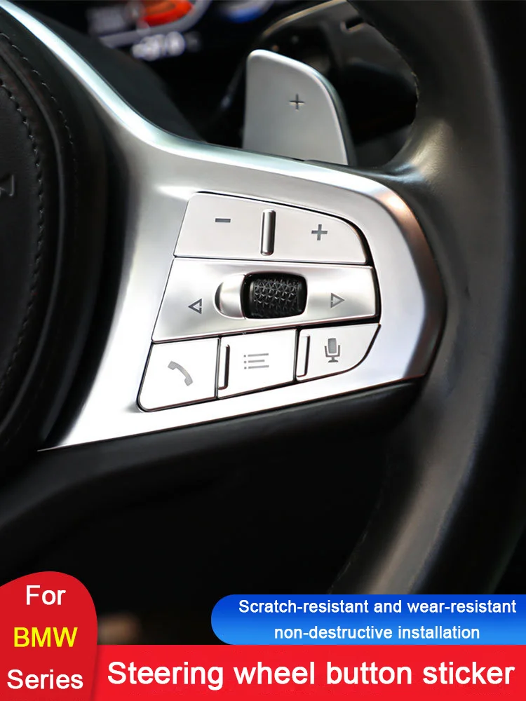 

For BMW 3 4 5 Series 6GT X3 X4 X5 X6 X7 Z4 Car Steering Wheel Button Switch Trim Cover Auto Interior Accessories