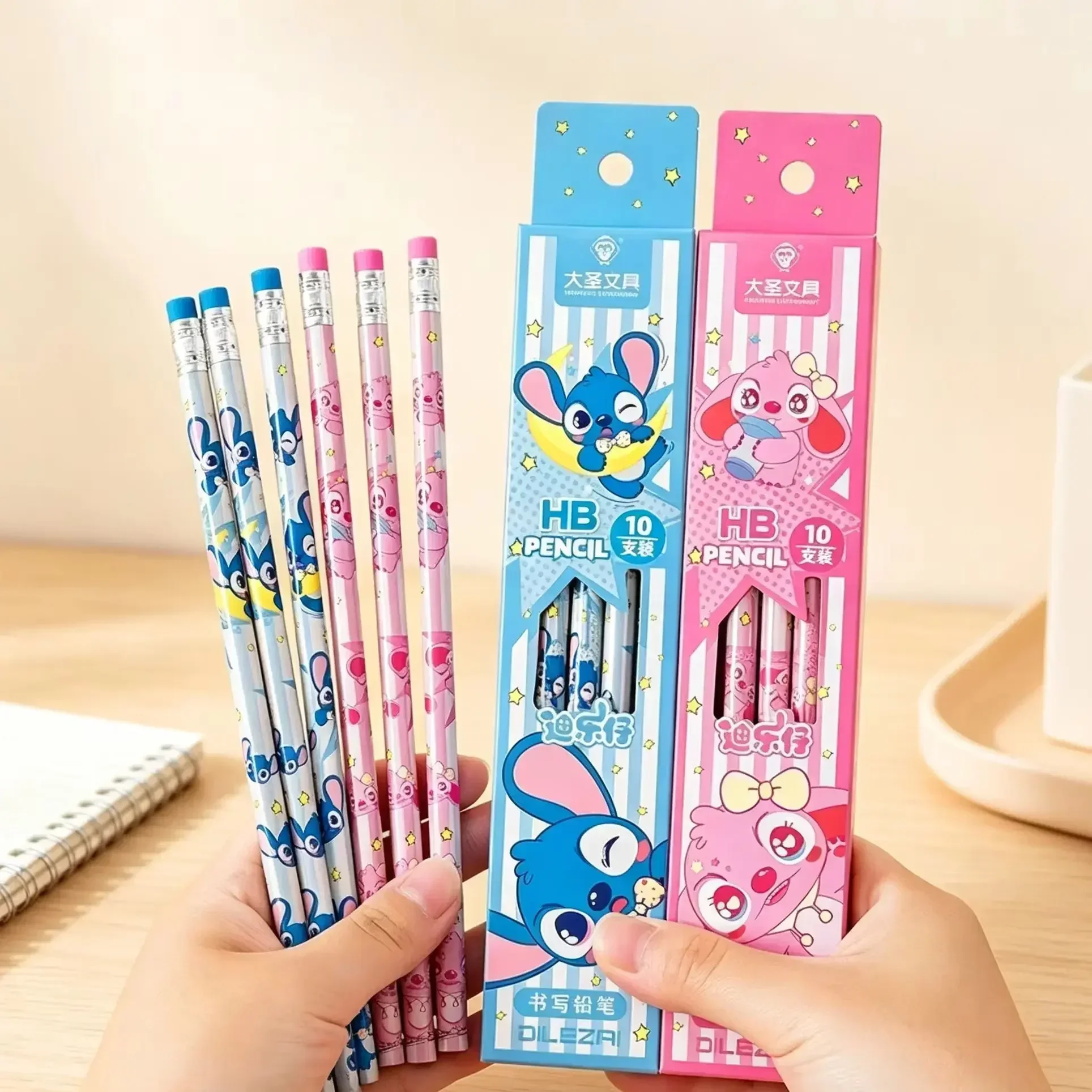 10pcs Disney Stitch HB Pencil Cartoon Kt Cat Student Drawing Pencils School Stationery Rewards  Birthday Gift