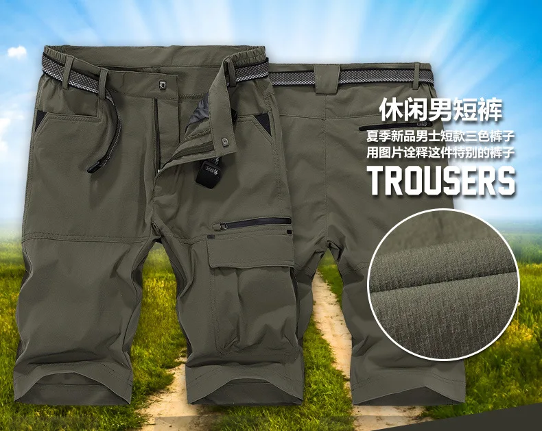 Mens Summer Quick Drying Casual Shorts Mens Outdoor Hiking Fishing Climbing Cargo Shot Pants Multi Pocket Tactical Sport Shorts