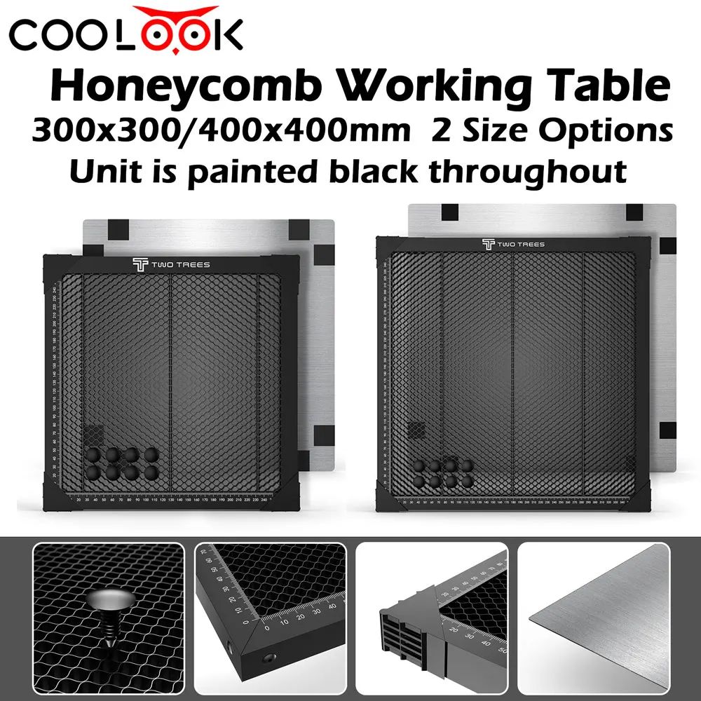 Laser Cutting Honeycomb Mesa de Trabalho Pintado Preto sobre Co2 ou Diodo Laser Engraver Máquina de Corte 300×30 400×400 mm