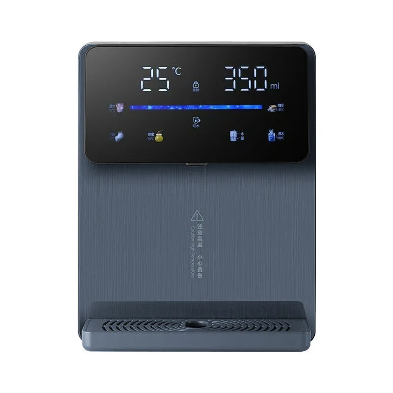 Household wall-mounted instant hot water dispenser with hot water temperature and output comparable to bottled water.