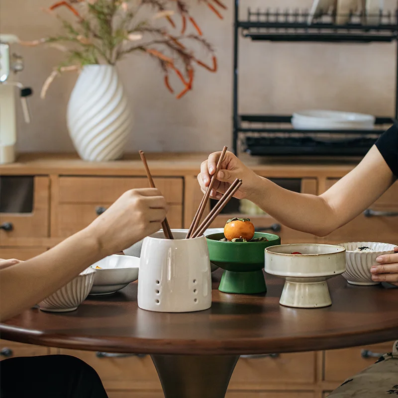 Simple Practical Chopstick Holder Kitchen Ceramic Craftsmanship Drain Storage Container Cross Knife Fork Spoon Chopstick Basket