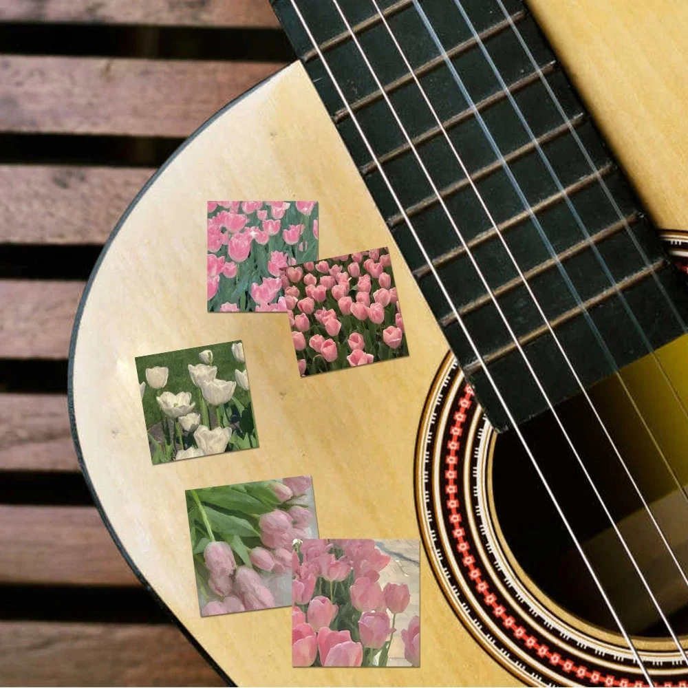 Pegatina DE FLOR DE Tulipa para niños, pegatina estética impermeable para decoración de álbumes de recortes, guitarra, teléfono, portátil, dibujos animados, 10/30/60 piezas