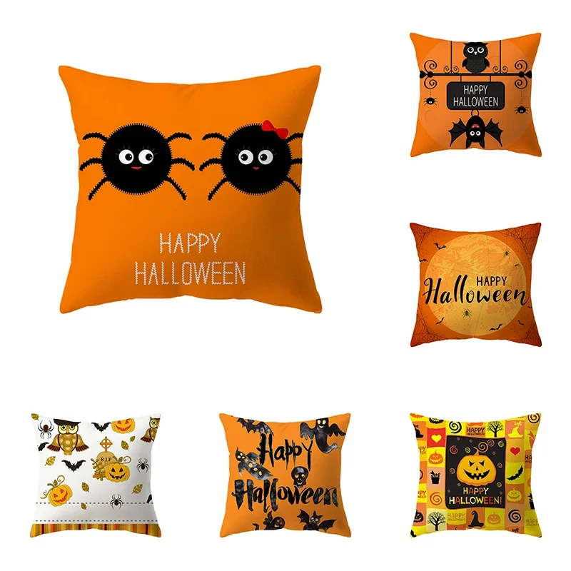 Devil Pumpkin Throw Pillow Cover Halloween Theme Sofa Chair Bed Linen Cushion Cover  Home Decor