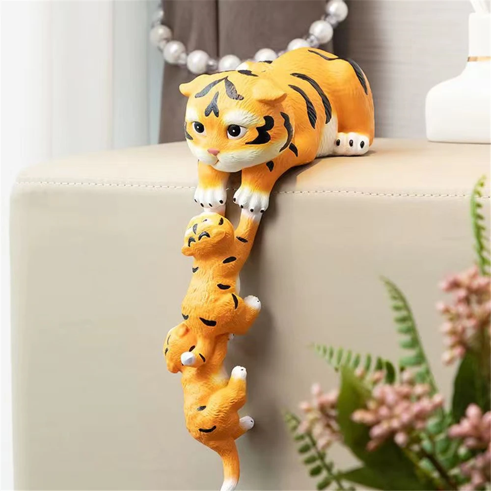 Three Schnauzer Tiger Shiba Inu Decorative Animal Family Hanging Sculpture Maternal Love Figures Crafts Home Desktop Decoration