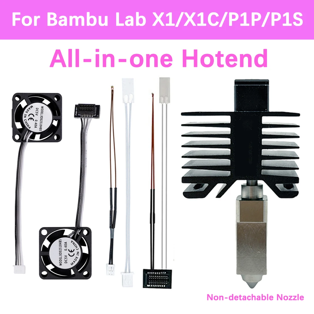 Integrated Hotend For Bambu Lab P1S P1P X1 X1C 0.2/0.4/0.6/0.8mm All-in-one Hardened Steel Nozzle Same As Original High Quality