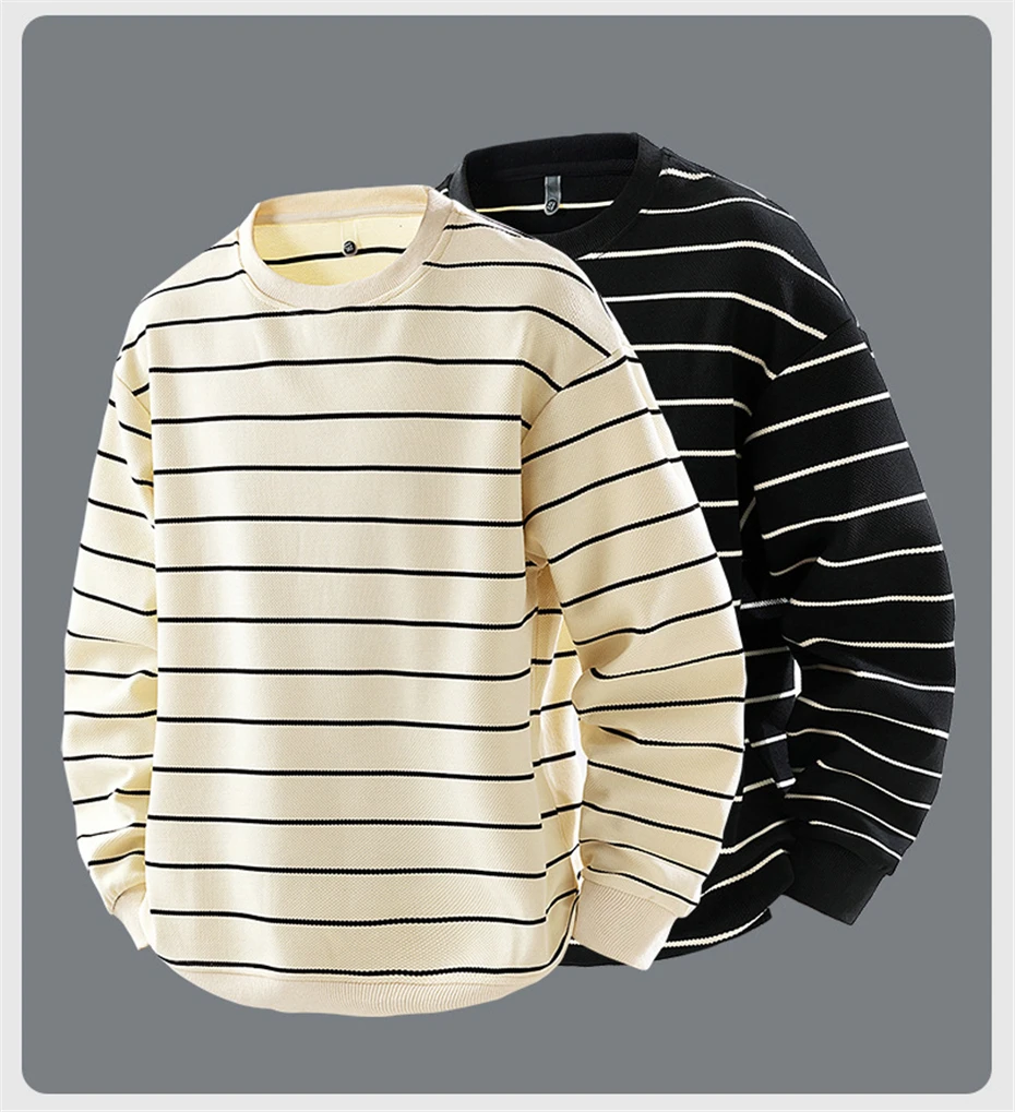 Striped Sweatshirt Men 8XL Plus Size Sweatshirt Spring Autumn Striped Pullover Fashion Casual Sweatshirts Male Big Size 8XL