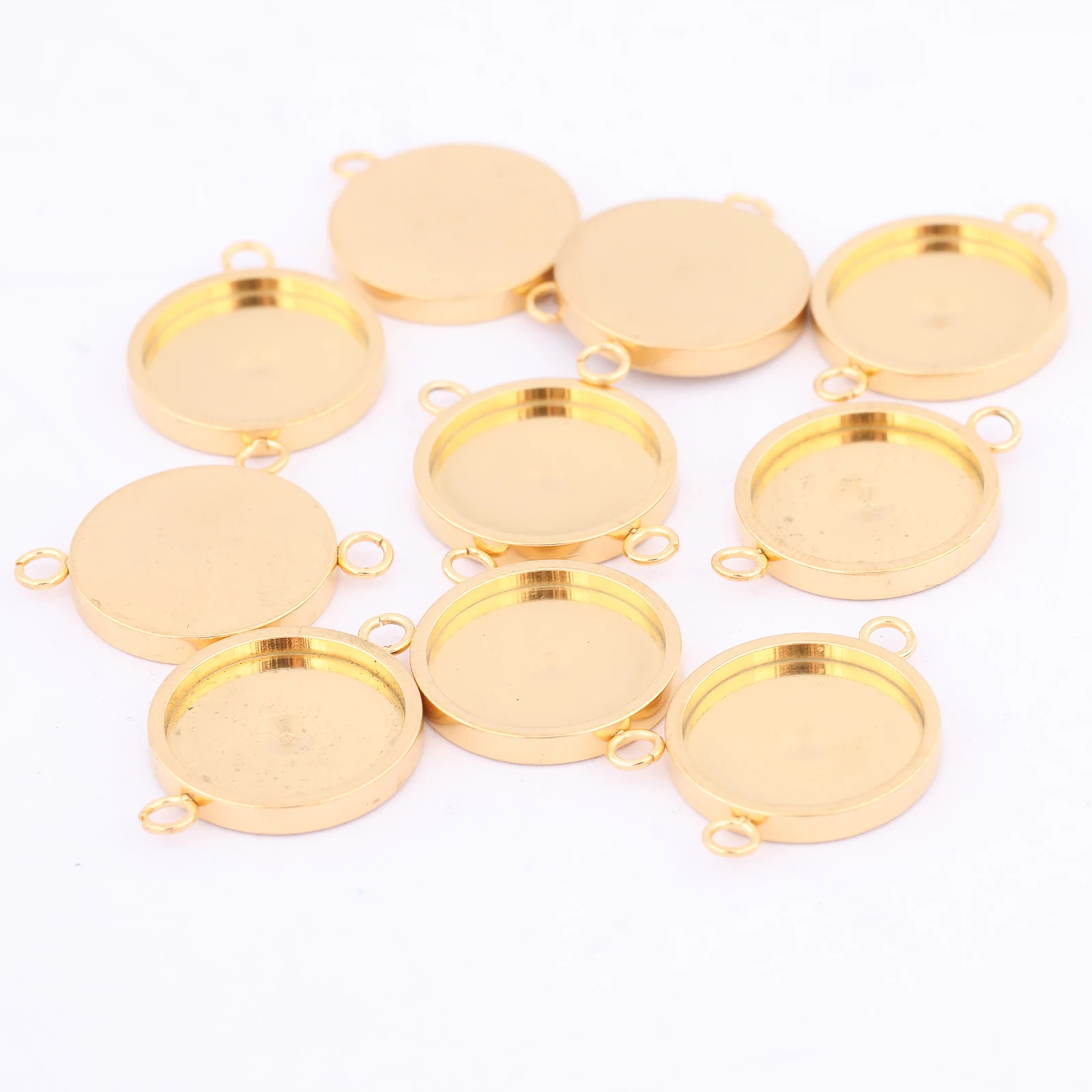 10pcs Stainless Steel Black 12mm Cabochon Connector Base Setting Trays Diy Bezel Blanks For Earrings Bracelets Jewelry Making