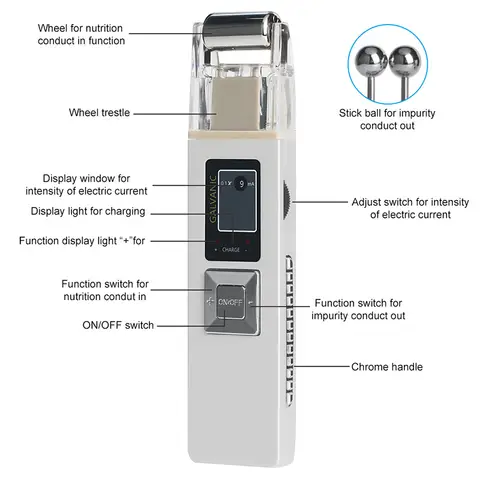 Microcurrent Facial Roller - Wireless Galvanic Skin Firming Machine Face Lifting Device Neck Tightening Massage Tool Beauty Care