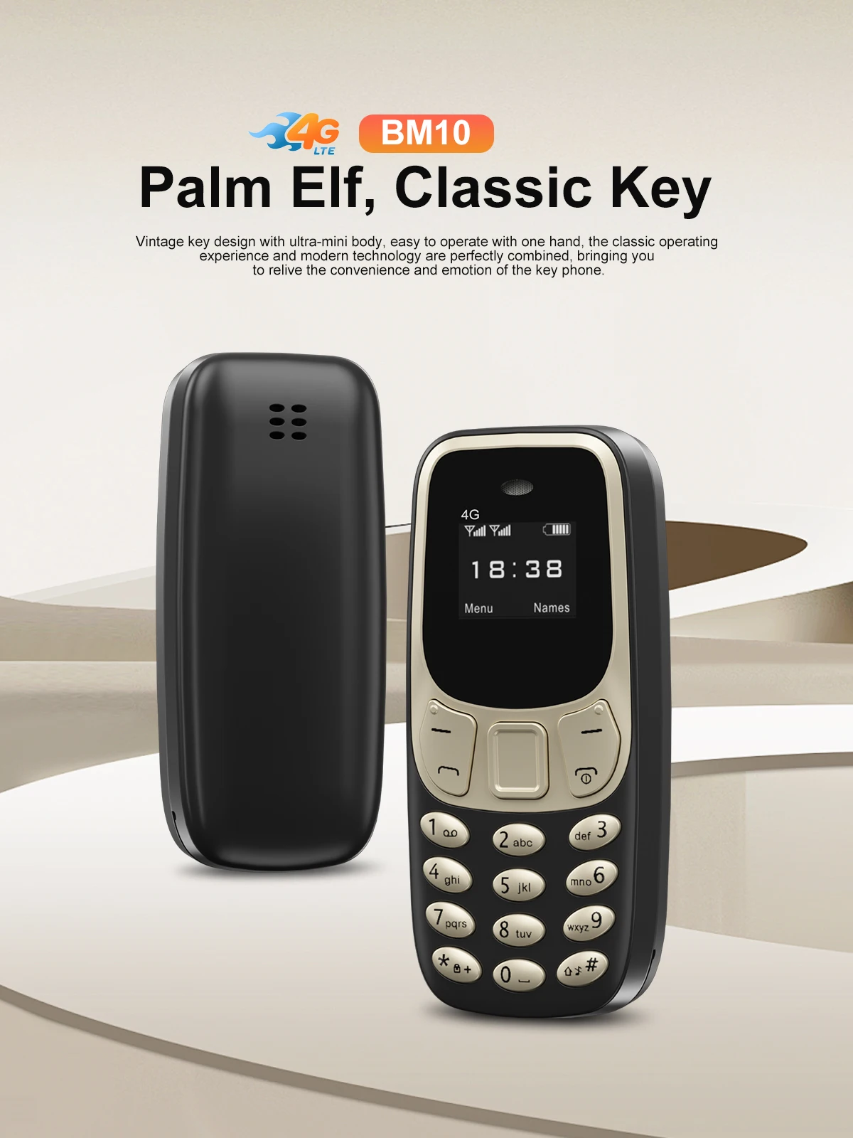 SERVO BM10 LTE Mini Mobile Phone 4G Dual SIM Card Speed Dial Call Recording MP3 Player 0.66" Display Smallest Cellphones Type-C