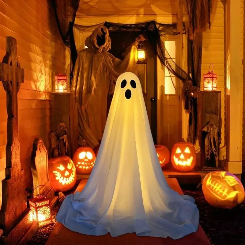 Fantasma spettrale decorazione di Halloween con corde luminose porta d\'ingresso azionata in piedi portico fantasma cortile decorazioni di Halloween