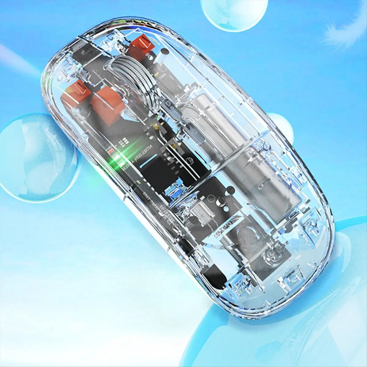 【~ New A65I】2400DPI Bluetooth Mouse Full Transparent Cool Silent Dual Mode 2.4G500Ah Rechargeable Ergonomic Universal Silver