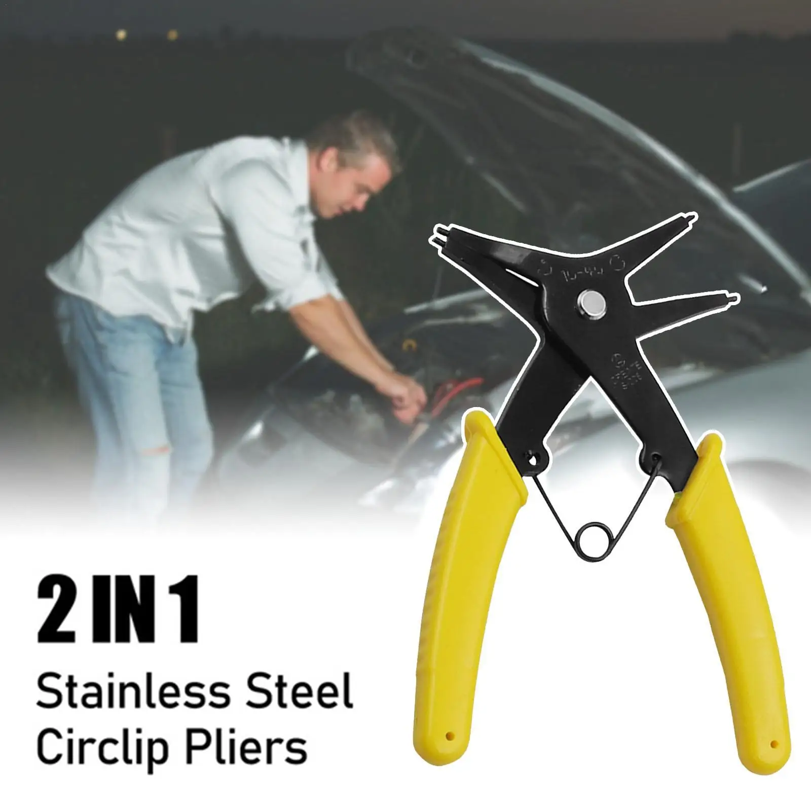 Internal And External Circlip Pliers 2-in-1 Snap Ring Pliers Dual-Use Retaining Ring Pliers Multifunctional Repairing Hand Tools