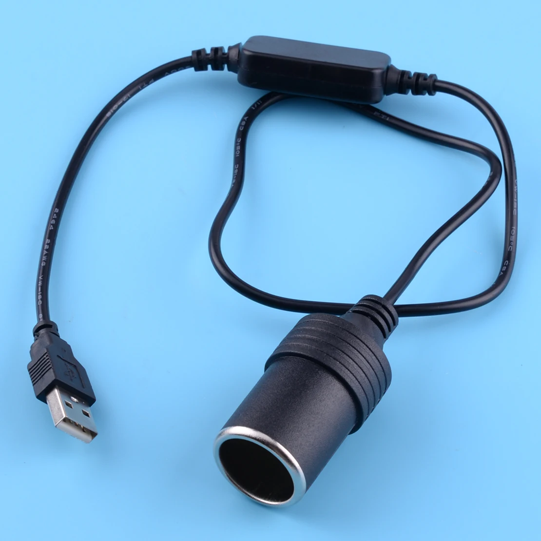 DWCX USB Male 5V To 12V Car Cigarette Lighter Female Socket Power Cord Converter Adapter Cable