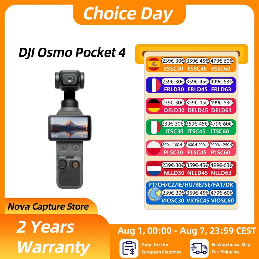 【Local+】DJI Osmo Pocket 4 Capteur CMOS 1 pouce et 4K/240fps Stabilisation sur 3 axes et rotatif Stockage intégré de 107 Go et transfert 800 Mo/s Pocket 4