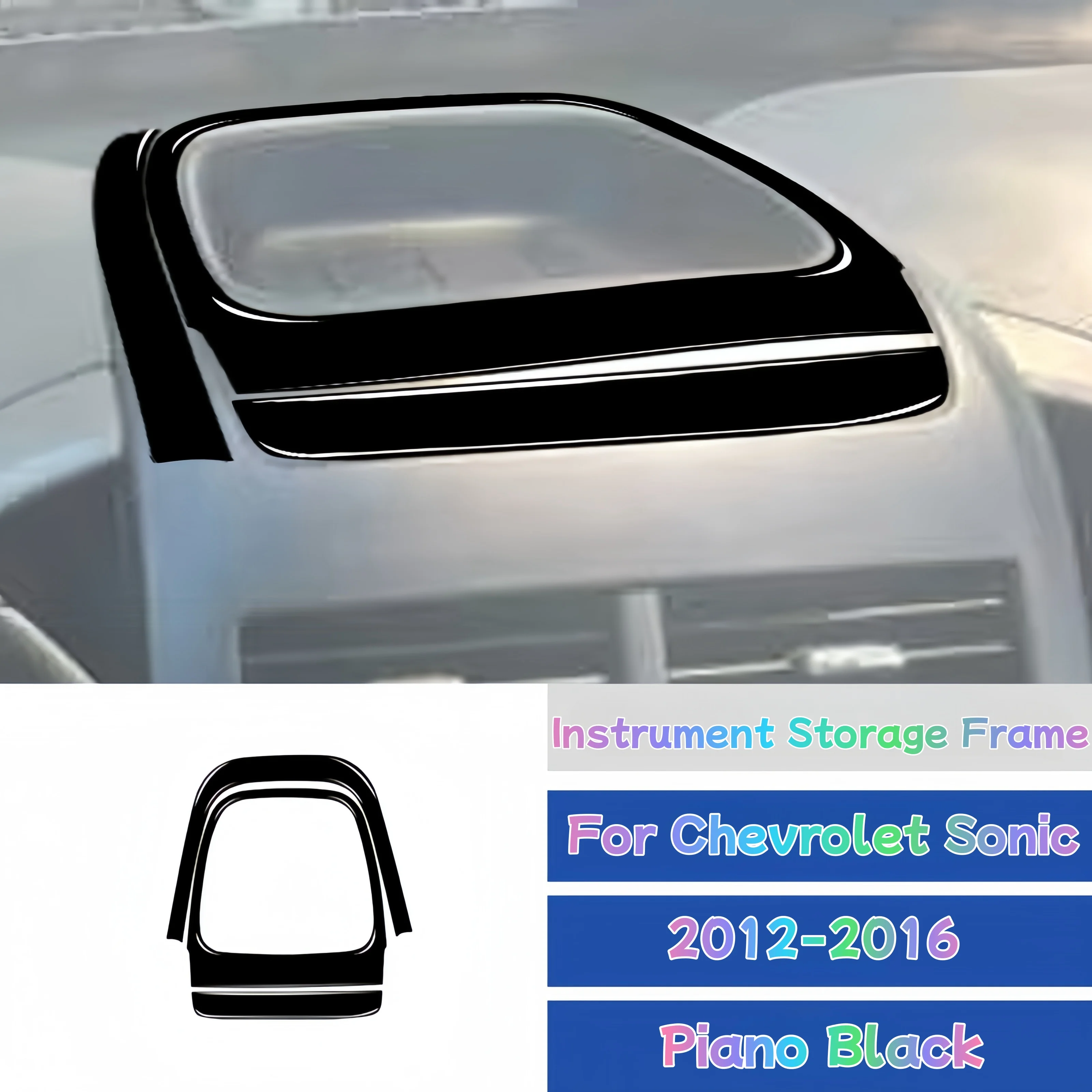 

For Chevrolet Sonic 2012-2016 Piano Black Interior Car Central Instrument Storage Box Decoration Cover Trim Sticker Accessories